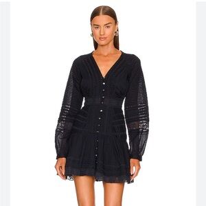 Veronica Beard Lace Addilyn Mini Dress Button Front Size 4 Dark Navy Ink Color